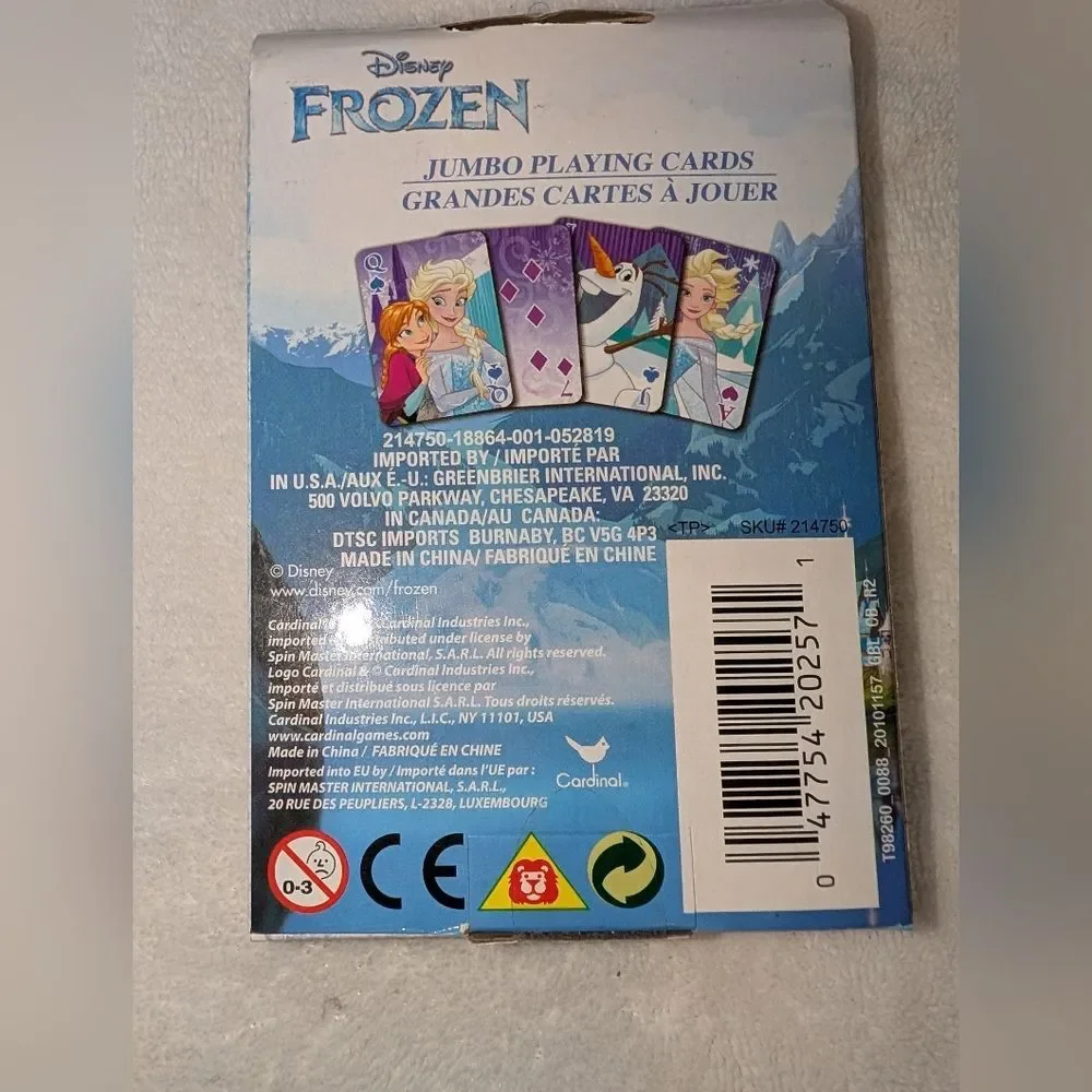 Disney Frozen Puzzle, Playing Jumbo Cards, and Sidewalk Chalk Activities Lot